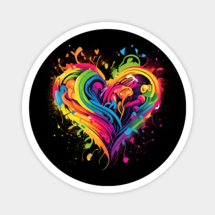 Rainbow colored heart  in neon colors Magnet